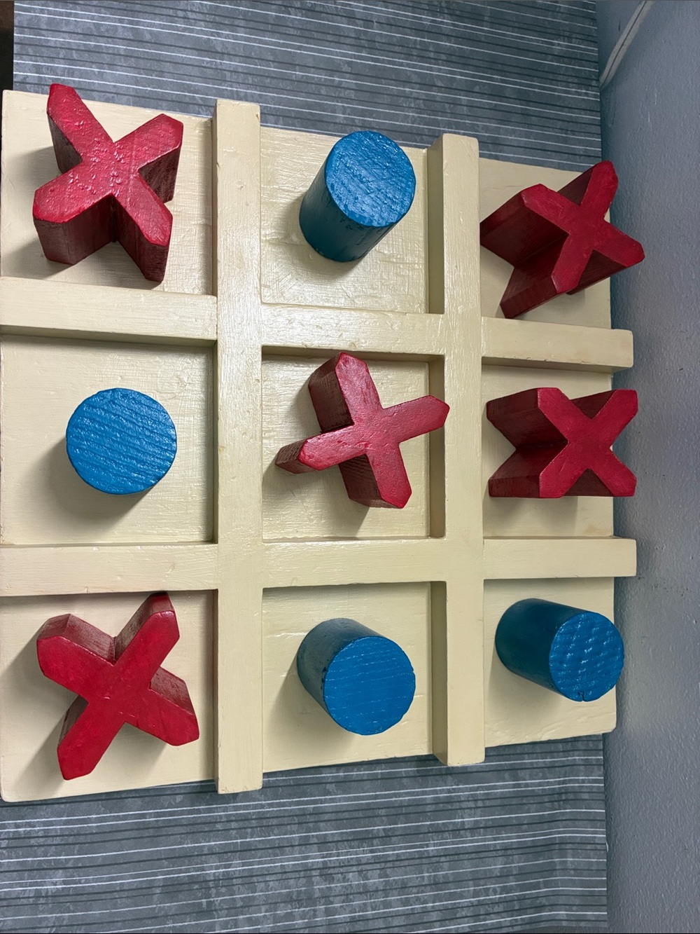 Giant Wooden Tic-Tac-Toe Game - Red X & Blue O Kids Toy